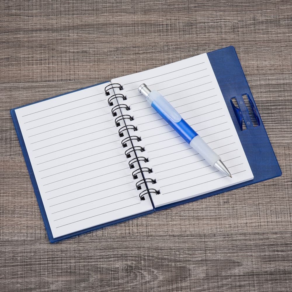 Caderno Plástico com Caneta — Azul